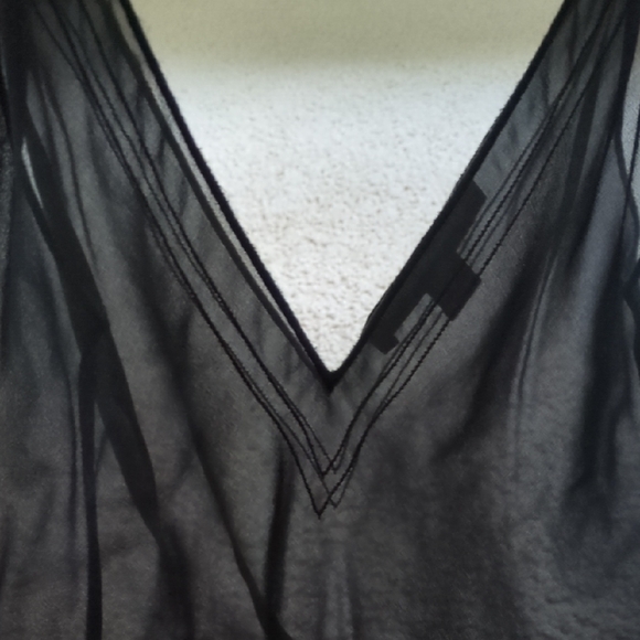 Vintage Express Black See Through Silk V Neck Camisole Top - Picture 11 of 15
